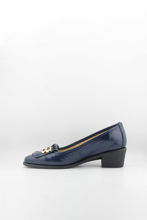 DFC Relax Tasseled Patent Leather Block Heel Loafer